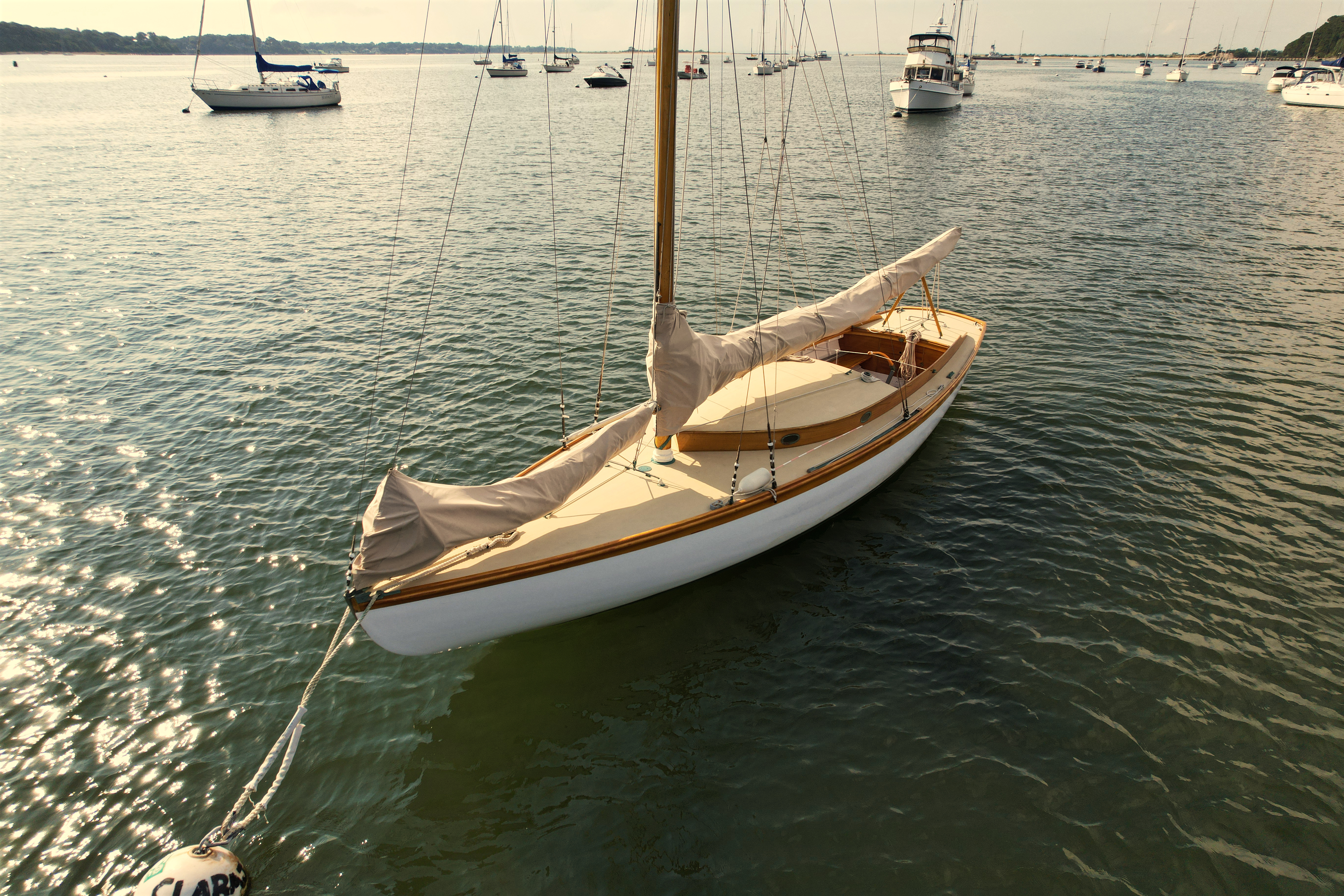 Moored sailboat detail